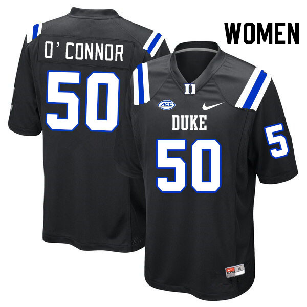 Women #50 Kevin O'Connor Duke Blue Devils College Football Jerseys Stitched Sale-Black